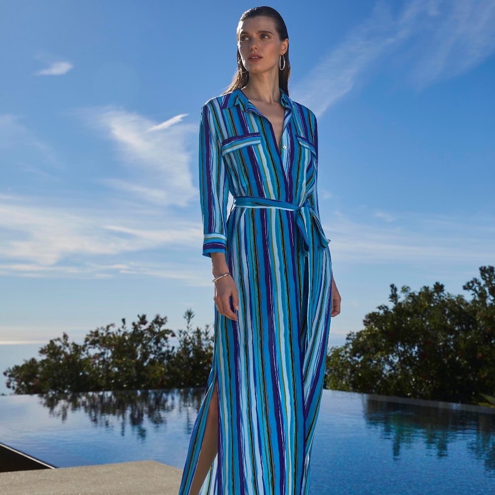L’agence silk Cameron maxi shirtdress sz S